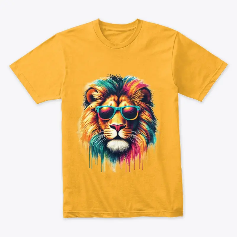 A Lion Wearing Sunglasses Brushstroke